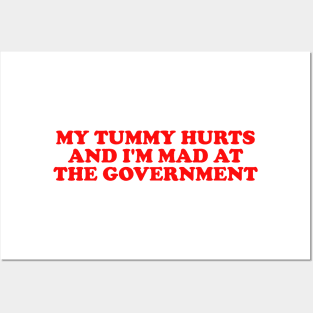 My Tummy Hurts and I'm Mad at the Government Funny Meme T Shirt Gen Z Humor, Tummy Ache Survivor, Introvert gift Posters and Art